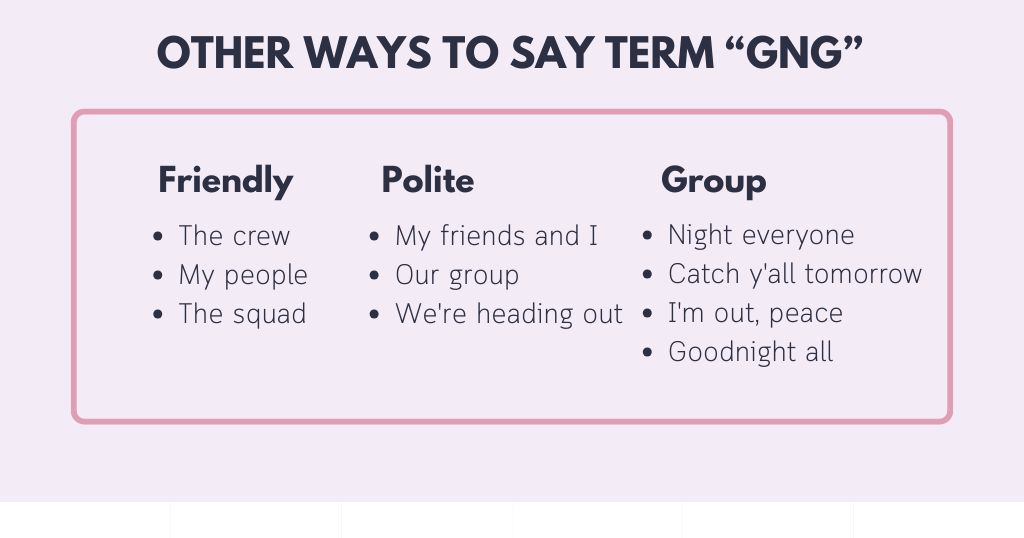 GNG Meaning in Text? Say It Differently other ways to says GNG