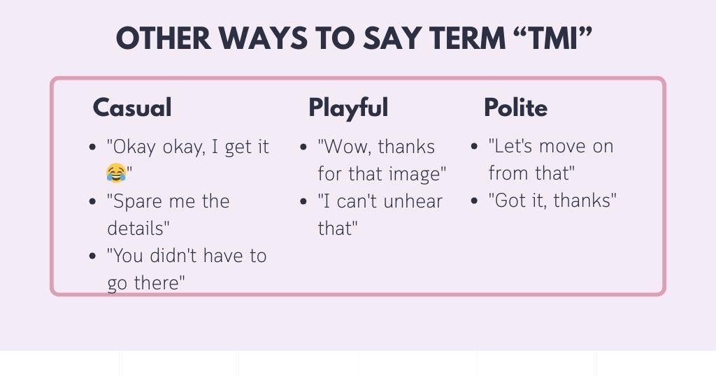 Other Ways to Say "That's Too Much" Without Using "TMI"