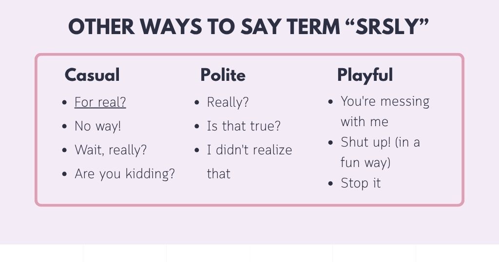 Other Ways to Say the Same Thing SRSLY (Without the Slang)