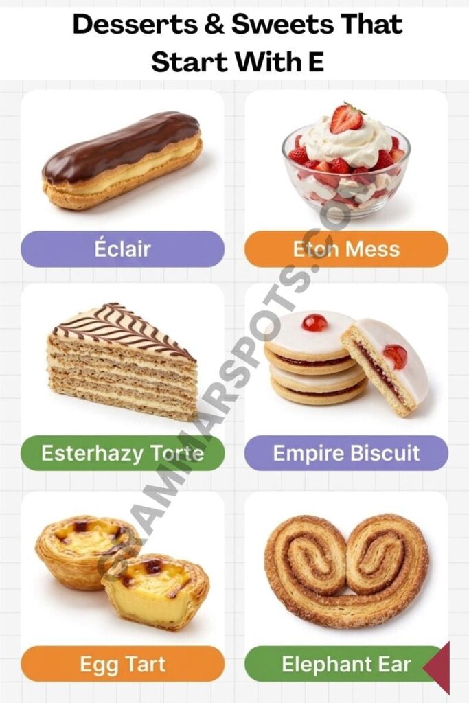 Complete list of Desserts & Sweets That Start With E