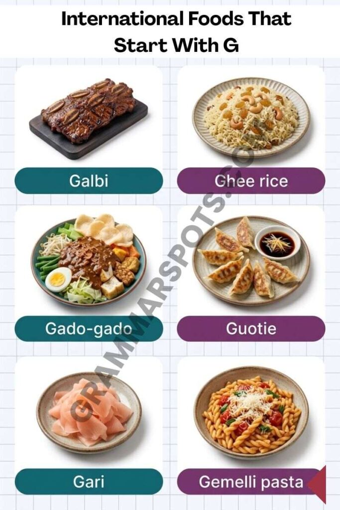 Complete list of International Foods That Start With G