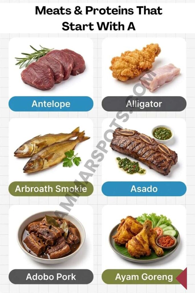Complete list of Meats & Proteins That Start With A