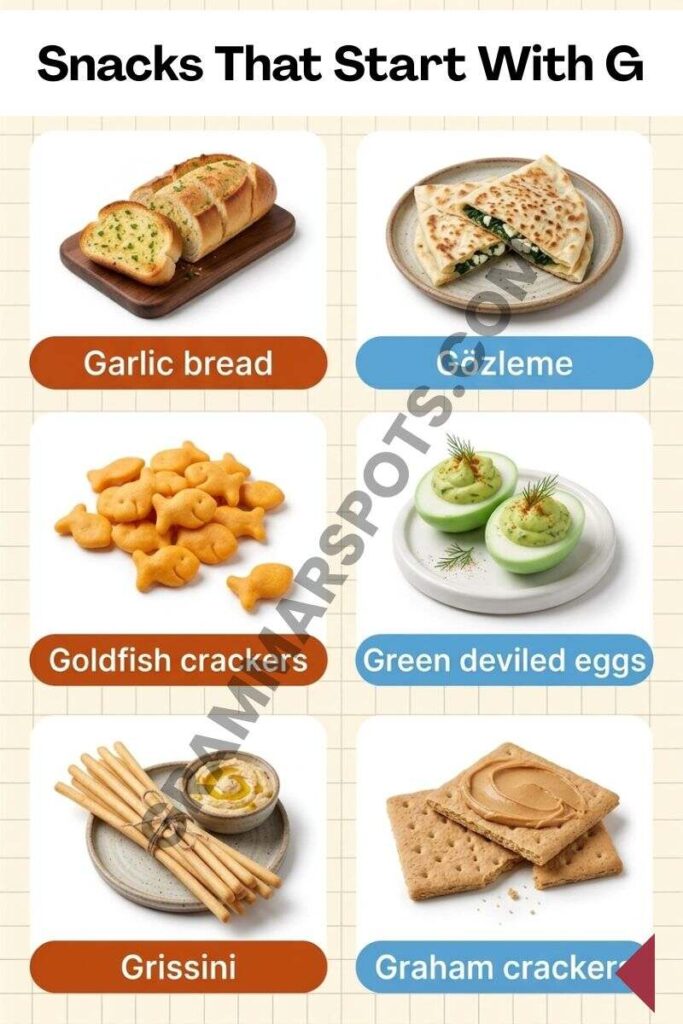 Complete list of Snacks & Appetizers That Start With G