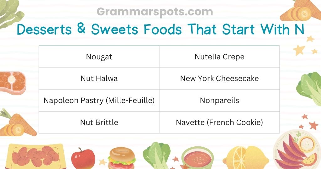 Desserts & Sweets Foods That Start With N