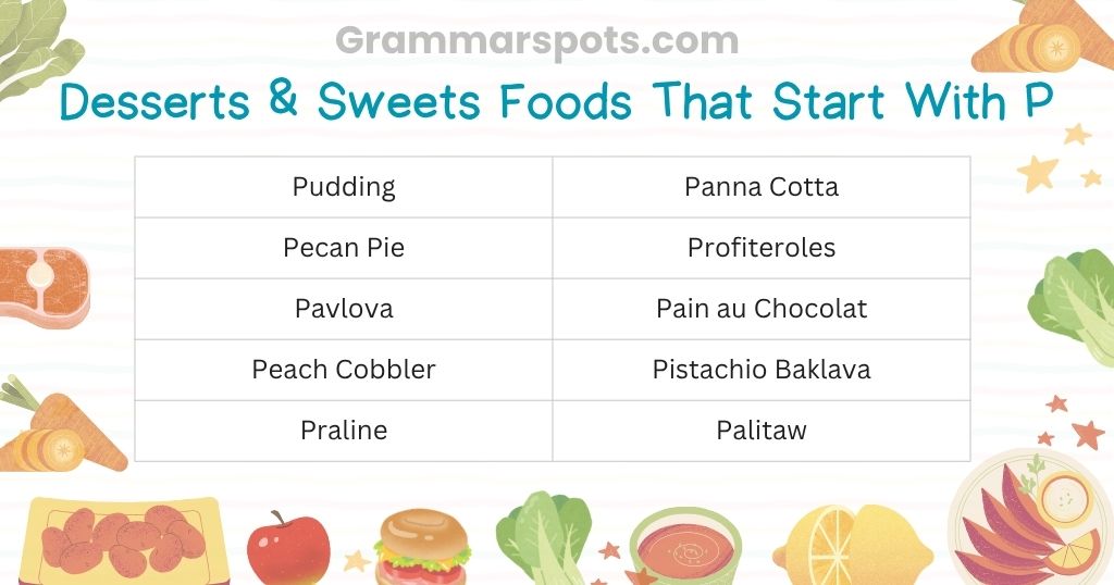 Desserts & Sweets Foods That Start With P