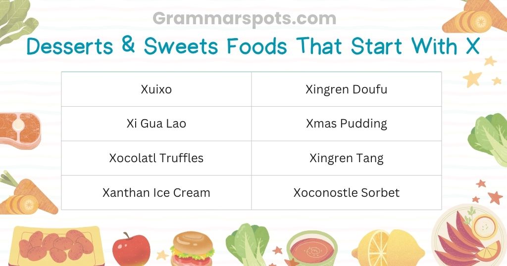 Desserts & Sweets Foods That Start With X
