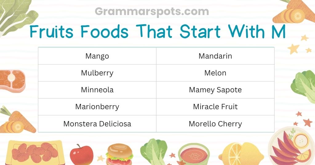 Fruits Foods That Start With M