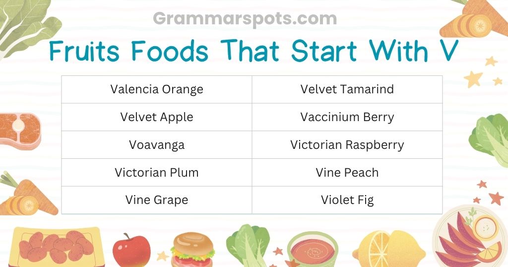 Fruits Foods That Start With V