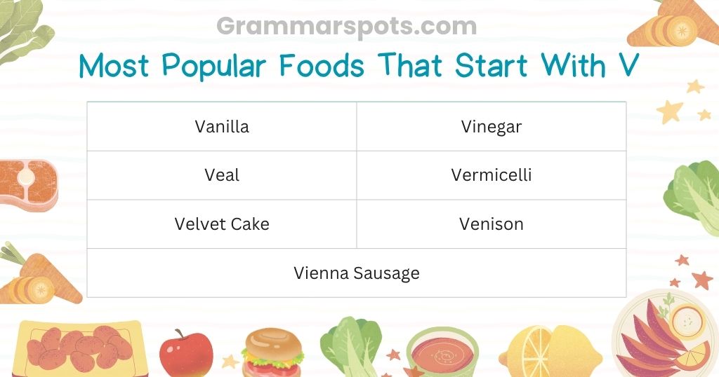 Most Popular Foods That Start With V