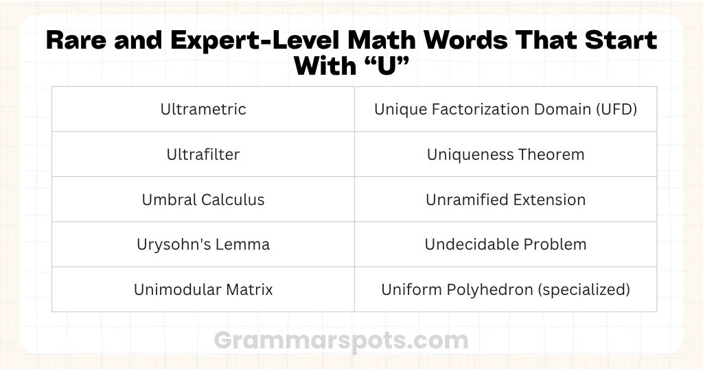 Rare and Expert-Level Math Words That Start With U