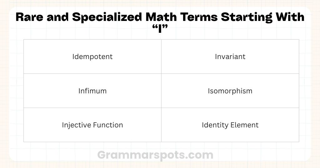 Rare and Specialized Math Terms Starting With I