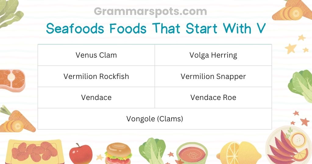 Seafoods Foods That Start With V