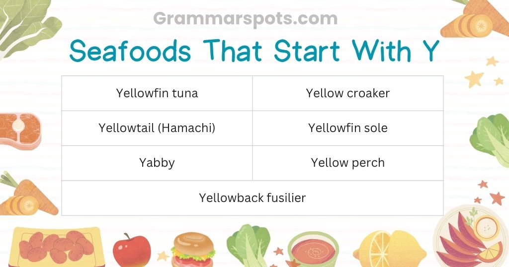 Seafoods That Start With Y