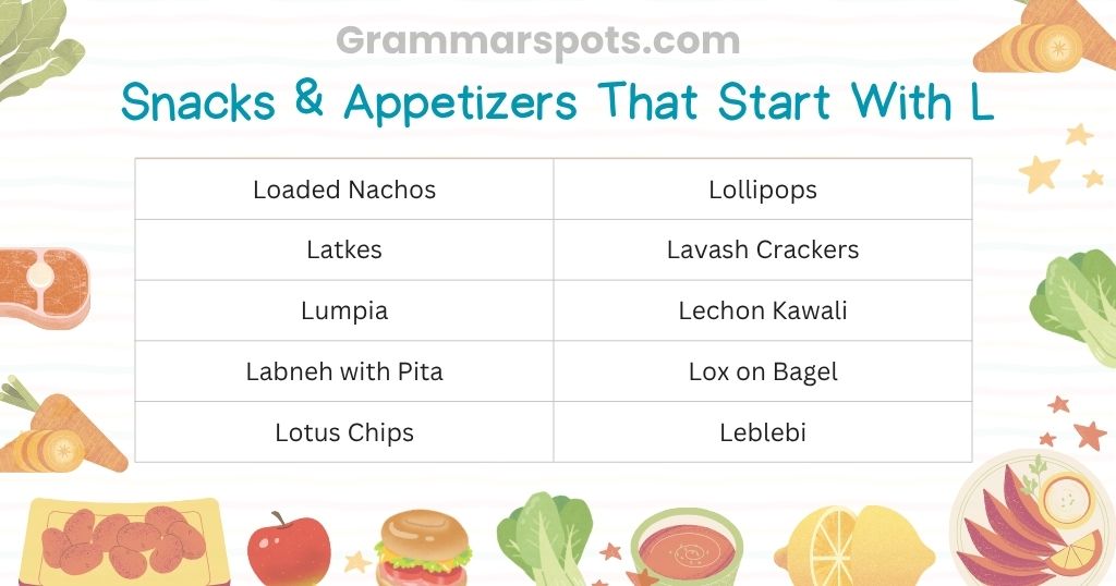 Snacks & Appetizers That Start With L