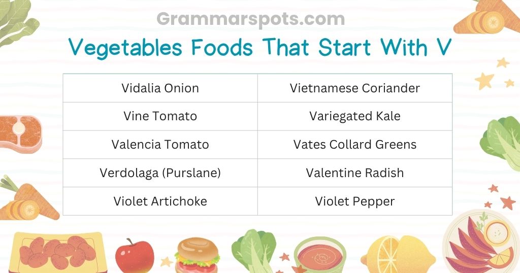 Vegetables Foods That Start With V