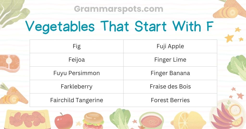 Vegetables That Start With F