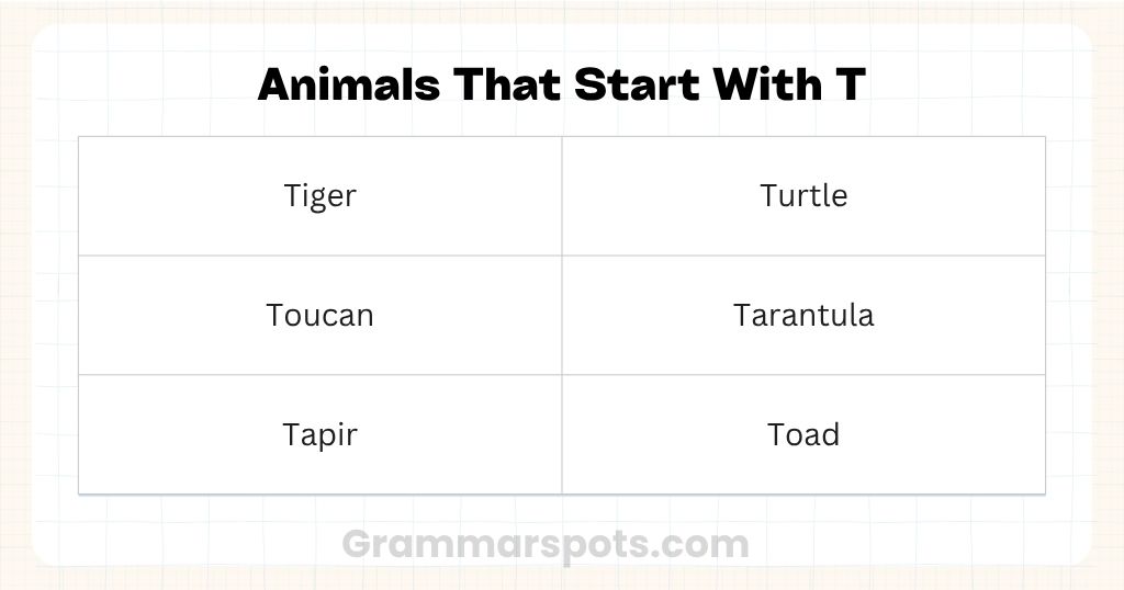 Animals That Start With T