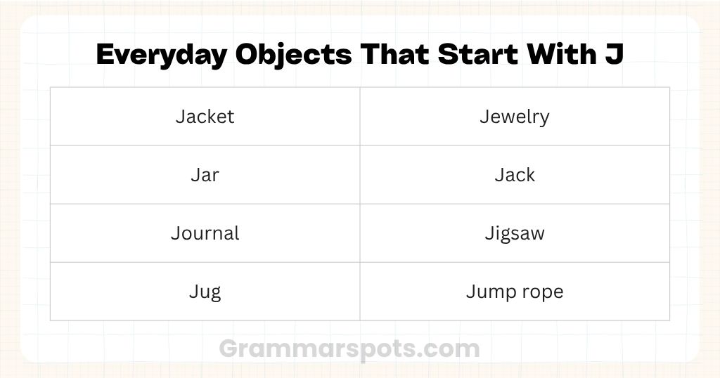 Everyday Objects That Start With J