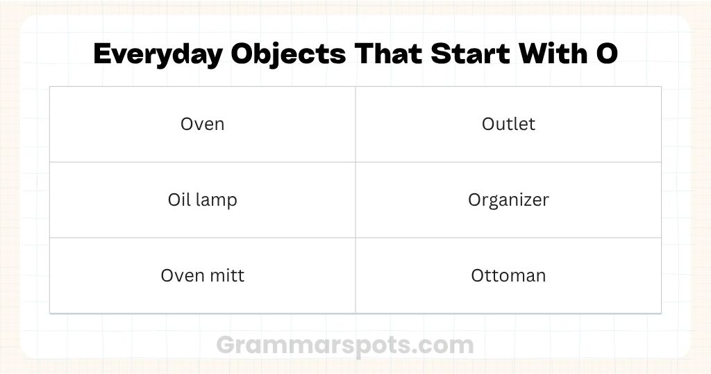 Everyday Objects That Start With Letter O