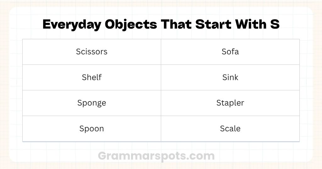 Everyday Objects That Start With S