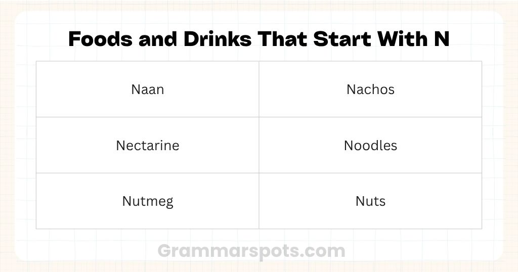 Food & Drink That Start With N