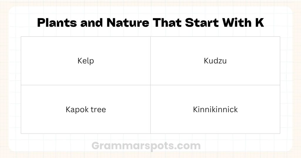 Plants and Nature That Start With K