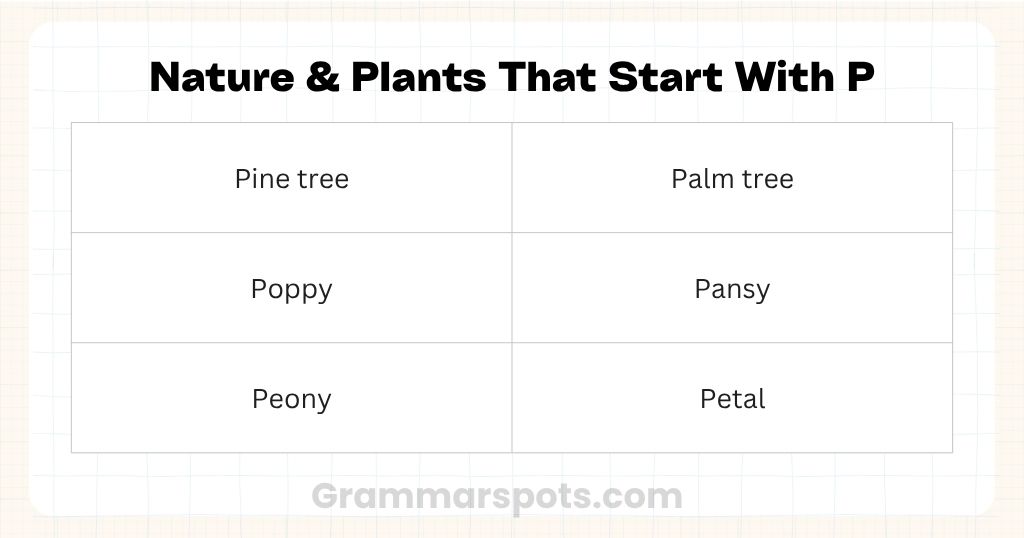 Plants & Nature That Start With P